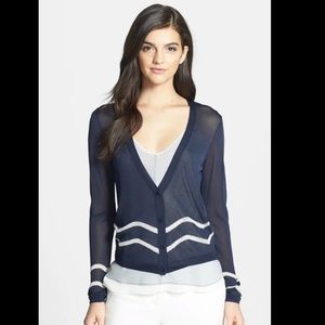 Chelsea28 Wave Pattern Sheer Cardigan